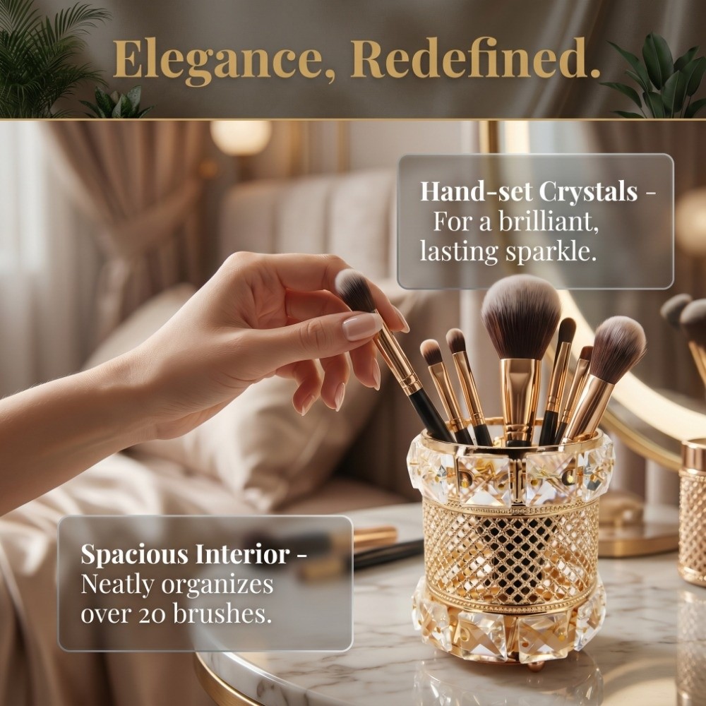 Luxury Skincare And Makeup Brands - Contenedor de Almacenamiento Dorado para Brochas